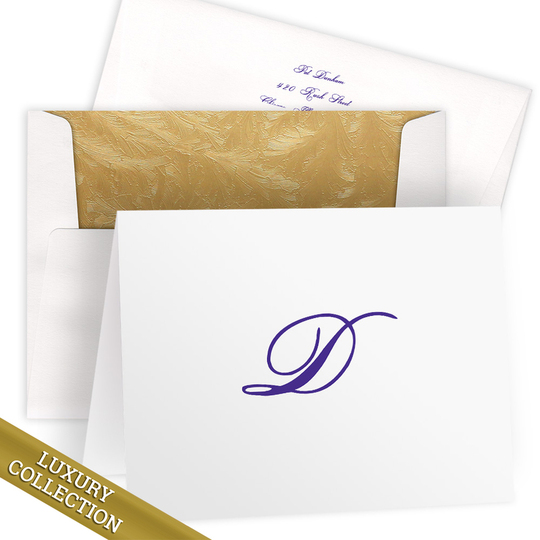 Luxury Initial Foldover Note Card Collection on Triple Thick Stock